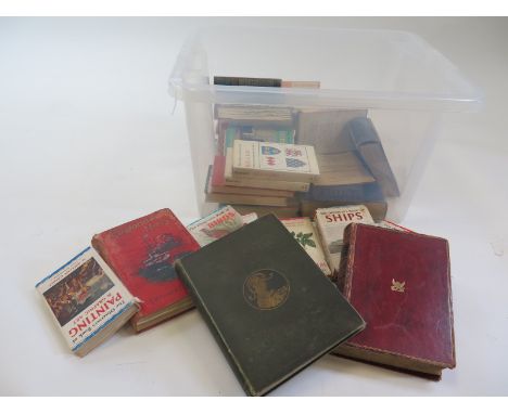Three crates of vintage and antique books including 40 observers books, a 19th century bible and Mollets Art and Archaelogy