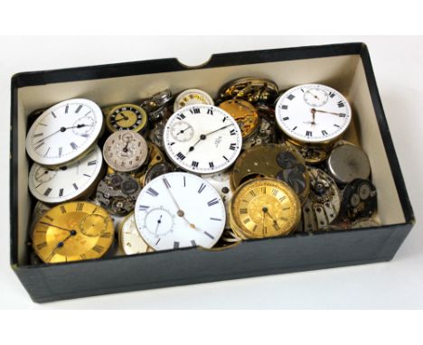 Small box of mainly pocket watch/ wristwatch dials & movements