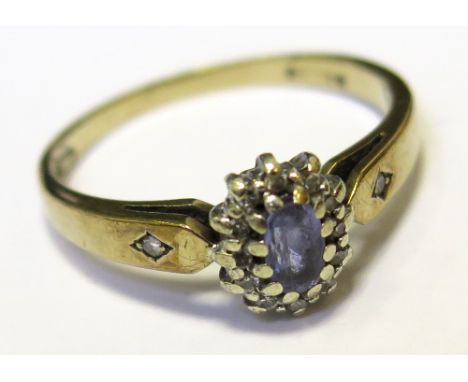 9ct ring set with Amethyst and CZ size L weight 2.5 grams