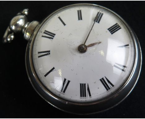 George IV Silver Pair cased pocket watch, Hallmarked Birmingham 1829. The movement signed by Thos Taylor of Manchester and nu