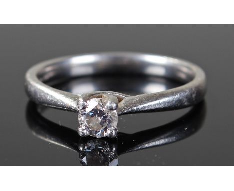 A Platinum Solitaire Diamond ring stamped 950, set with a 1/4 carat brilliant cut diamond, size P, weight 4.9 grams.