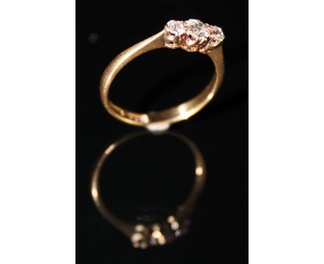 Ring stamped 18ct with a 3 stone Diamond setting size N weight 2.0 grams