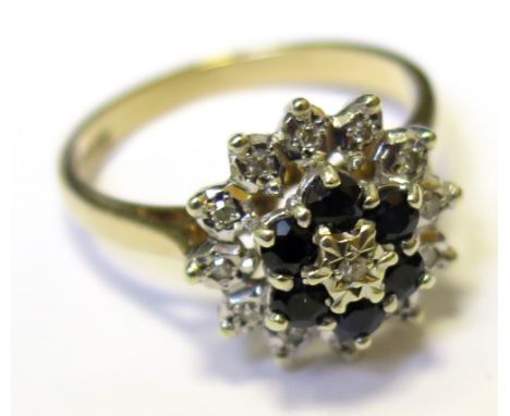 9ct Sapphire and Diamond Ring size N weight 3.4 grams