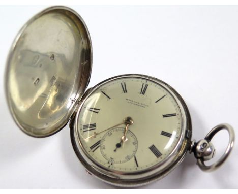 Silver full hunter pocket watch "William Wood Liverpool", hallmarked Chester 1860