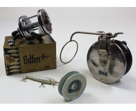 Two vintage fly fishing reels by Gilfin and Alvery the latter being bakelite