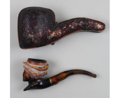 Austrian Meerschum pipe in the shape of a ladies head. Fitted case included