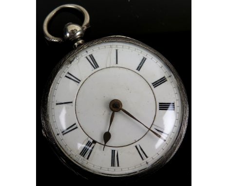 Silver open face pocket watch. Hallmarked London 1879. Approx 43mm dia