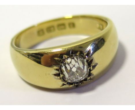 18ct Solitaire Gents Diamond Ring size R weight 10.5 grams, diamond 0.80 approx ct weight 