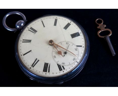 William IV silver pocket watch, hallmarked London 1831, approx 50mm dia, with key