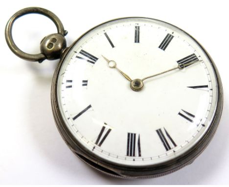 Silver open face pocket watch, hallmarked London 1848