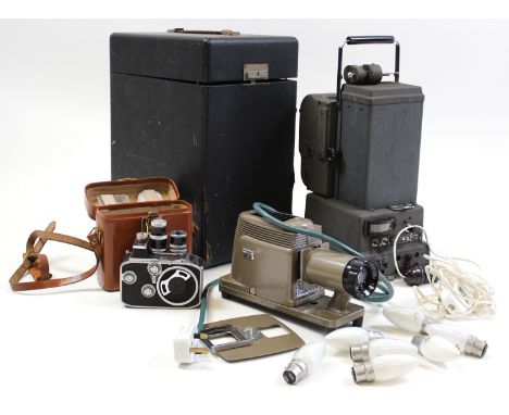 Two vintage projectors and a vintage cine camera