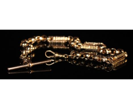 9ct Gold pocket watch chain. length approx 34.5cm and weighing 24.6g 