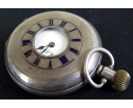 Silver Half hunter pocket watch, hallmarked Chester 1934