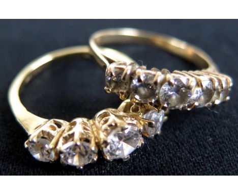 14ct Ring and 9ct Ring set with CZ both size J weight 4.8 grams 