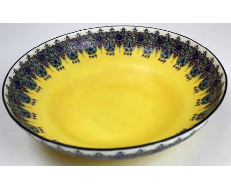 Very finely decorated Royal Worcester Bowl with mark for 1916 in shape 2577 in yellow with extremely fine enamelling and in p