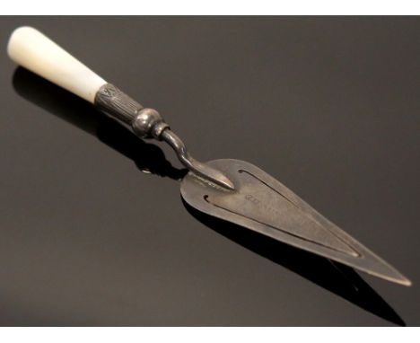 Silver and mother of pearl Trowel design book mark 