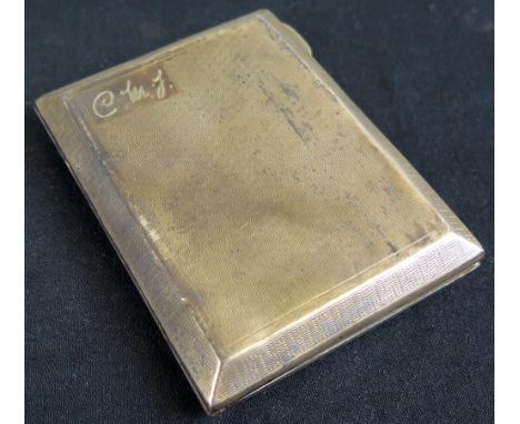 Silver cigarette case with engine turned decoration. Hallmarked Birmingham 1929