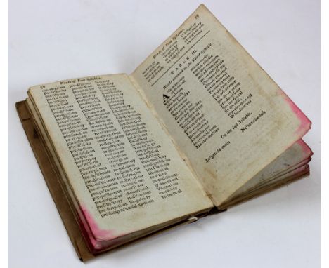Book HB, A Guide to the English Tongue, in two parts, London 1790 by The Rev.Thos. Dyche and signed by same, exhibiting some 