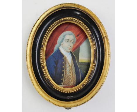 Finely painted Miniature on Ivory, written on the back Historical Portrait Court of Charles 2nd "Lord Russell" b1641 by Sam C