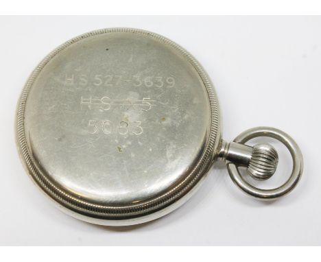 A Royal Navy recommissioned Hydrographic Service pocket watch, white enamel dial, Arabic numerals, seconds subsidiary, diamet