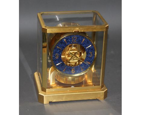 A Jaeger LeCoultre Atmos clock, blue faux lapis ring dial, height 23.5cm.Condition:-0 General wear through use, 2 small chips