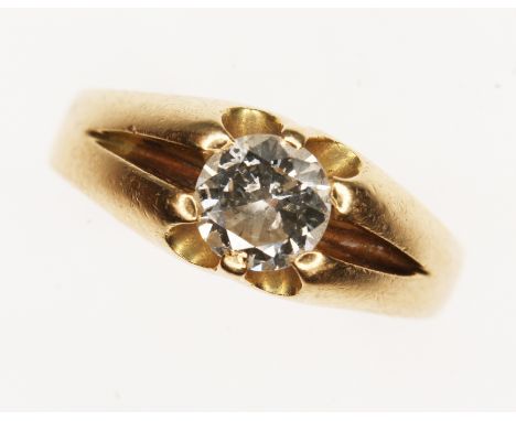 A diamond signet ring, the round brilliant cut diamond weighing approx. 0.58 carats (estimated while set), colour J/K, clarit