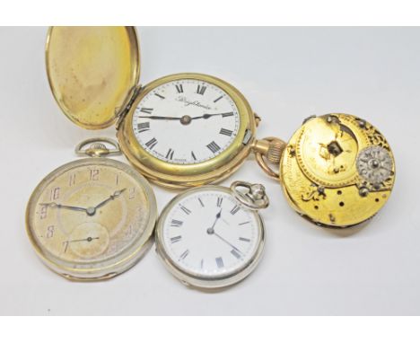 Assorted pocket watches comprising a ladies marked 'Sterling Silver', a Medena a gold plated Brightonia, together with a verg