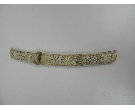 Oriental Dagger in Carved Bone Scabbard 