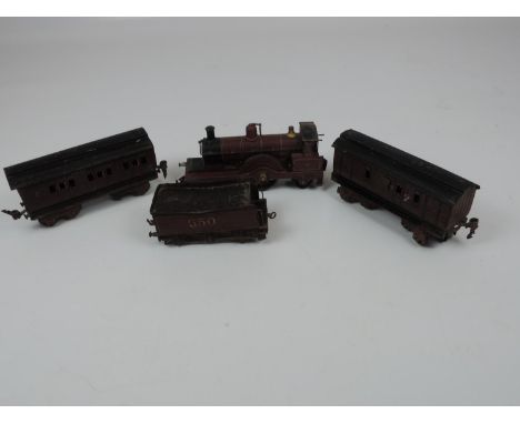 A. W, Gamage Model Train Engine and 3x Carriages 