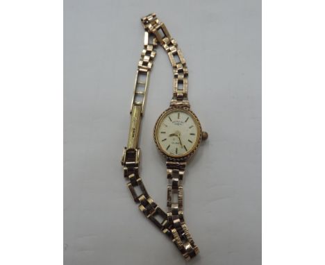 9ct Yellow Gold Cased Rotary Lady's Wristwatch with Open Link Gold Bracelet - 10 grams 