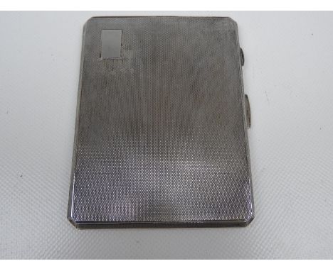 Birmingham Silver Engine Turned Cigarette Case Hallmarked 1935 with Vacant Cartouche - 155 grams 