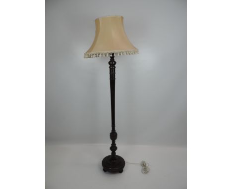 Victorian Mahogany Standard Lamp with Tassel Shade 