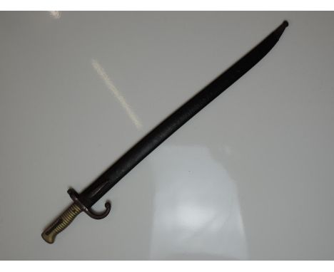 Chassepot Rifle Bayonet with Brass Handle and Scabbard 