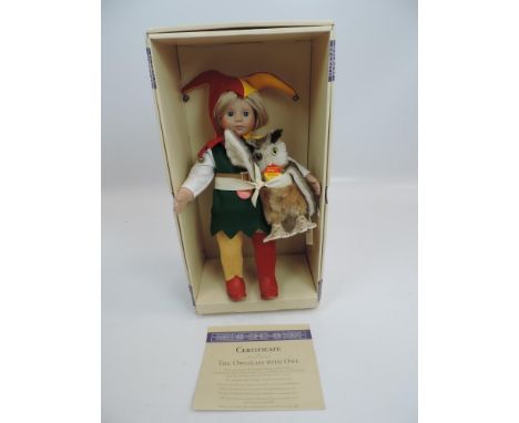Margarete Steiff Doll 1995 'Till Owlglass with Owl' with Certificate 