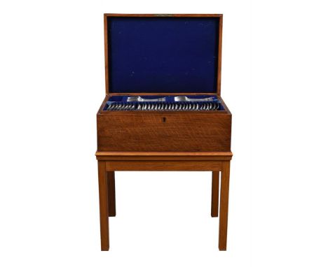 
	
		AN ELECTRO-PLATED LILY PATTERN TABLE SERVICE
		In a fitted canteen on stand, comprising:
		Twenty one table forks
		Elev