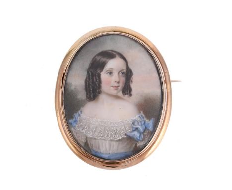 
	
		Y&nbspA VICTORIAN MINIATURE SWIVEL BROOCH 
		CIRCA 1850 
		The oval ivory panel painted with a young girl, her hair in r