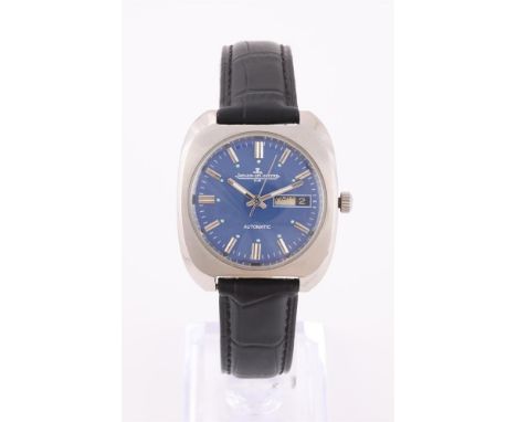 
	
		JAEGER LECOULTRE, CLUB LINE 
		A STAINLESS SEEL WRIST WATCH WITH DAY AND DATE, CIRCA 1970
		Movement: Cal. AS 1916
		Cas