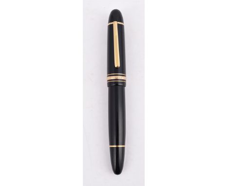 
	
		MONTBLANC, MEISTERSTUCK, 149 A BLACK FOUNTAIN PEN 
		Cap and Barrel: With black resin cap and barrel, gilt clip and cap 