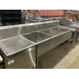 98" Three Compartment Stainless Steel Sink with 2 Tap Sets and Wash Wand