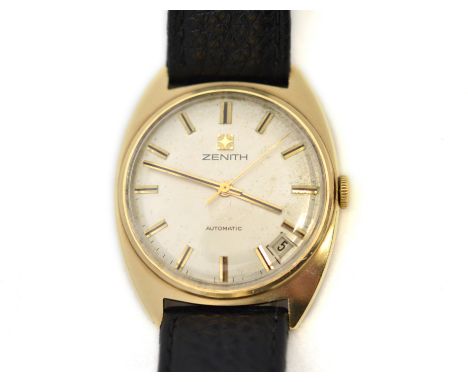 ZENITH - A gents 9ct gold Automatic Zenith wristwatch, approx 35mm, H/M London 1973, the silvered dial with minor discolorati