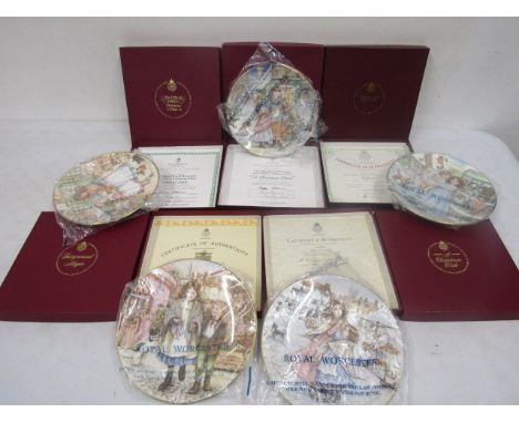 5 Royal Worcester picture plates boxed with certs