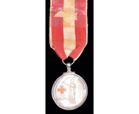 Netherlands, Red Cross Medal For Merit, in silver with red enamel cross, 35.4mm, edge bruise, good very fine; with a good dre