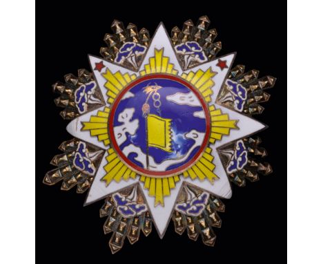 *China, Order of the Cloud and Banner, Second Class set of insignia, in silver-gilt and enamels, comprising double-sided sash