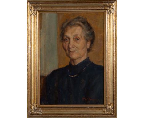   Paul Werner Söchtig (1919-1997). Portrait einer alten Dame. Öl/Lw., auf Hartfaser, re./u./sign./dat. (19)47, 54,5 x 40 cm. 