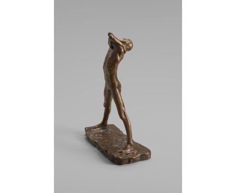 Minne, George -- Jüngling I (Adolescent)Bronze mit goldbrauner Patina auf Bronzeplinthe. 1891/1901.42 x 30 x 14,5 cm.Hinten r