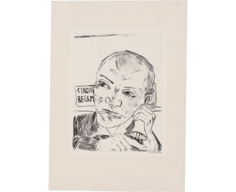 Beckmann, Max -- Der Ausrufer (Selbstbildnis)Kaltnadel auf Japanbütten. 1921.33,8 x 25,6 cm (54,4 x 38,5 cm).Signiert "Beckma