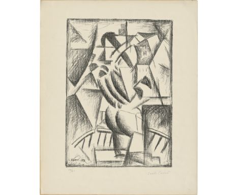 Carrà, Carlo -- Donna al balcone (Simultaneità)Lithographie auf Velin. 1912/49.36,3 x 26 cm (47,7 x 38,6 cm).Signiert "Carlo 