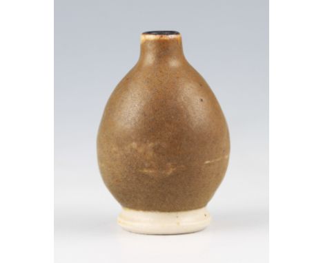 A 19th Century Martin Brothers Martinware art pottery miniature gourd vase with short narrow neck, body in light brown glaze 