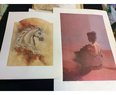 A job lot of unframed works on paper to include limited edition prints, by JOY KIRTON-SMITH, WILMOTT and MICHAEL JACKSON and 