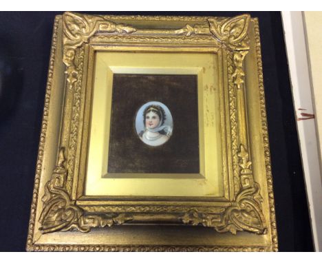 Framed, unsigned, 20th Century oval portrait miniature of a lady.